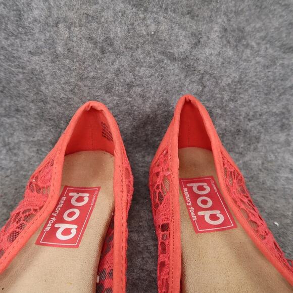 Pop Shoes Womens 7.5 Ballet Flats Slip On Lace Round Toe Bow Memory Foam Comfort - Picture 3 of 11